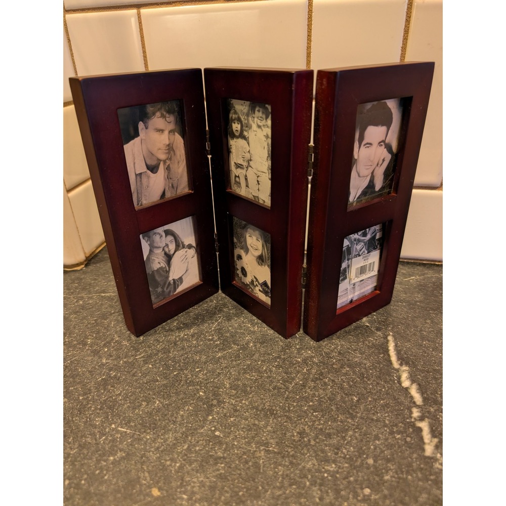 Fetco 6 Photo Wood Tabletop‎ Accordion Frame Dark Red Display